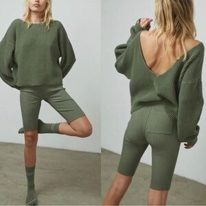 LUNYA Cozy Cotton Silk Reversible Pullover Humble Green